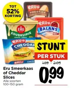 Vomar Voordeelmarkt Eru smeerkaas of cheddar slices aanbieding
