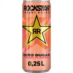 Albert Heijn Rockstar Zero sugar peach flavour aanbieding