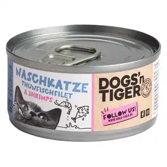 Zooplus Voordeelpakket: 24x70g Dogs'n Tiger Cat Filet tonijn & Garnalen nat kattenvoer aanbieding
