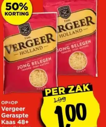 Vomar Voordeelmarkt Vergeer Geraspte Kaas 48+ aanbieding