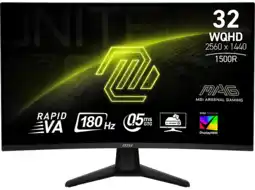 MediaMarkt MSI Mag 32cq6f - 31.5 Inch 2560 X 1440 (qhd) 0.5 Ms 180 Hz aanbieding