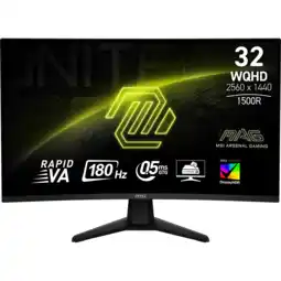 MediaMarkt MSI Mag 32cq6f - 31.5 Inch 2560 X 1440 (qhd) 0.5 Ms 180 Hz aanbieding