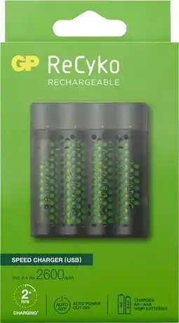 MediaMarkt GP Usb-batterijlader + 4x Aa 2600 Mah aanbieding