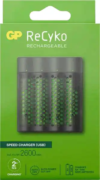 MediaMarkt GP Usb-batterijlader + 4x Aa 2600 Mah aanbieding