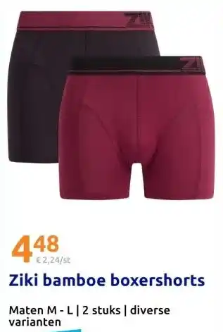 Action Ziki bamboe boxershorts aanbieding