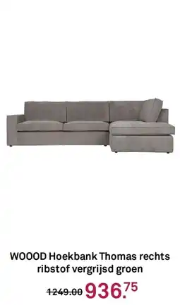 Karwei Woood hoekbank thomas rechts ribstof vergrijsd groen aanbieding