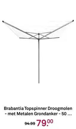 Karwei Brabantia topspinner droogmolen met metalen grondanker 50 aanbieding
