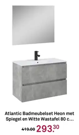 Karwei Atlantic Badmeubelset Heon met Spiegel en Witte Wastafel 80 c aanbieding