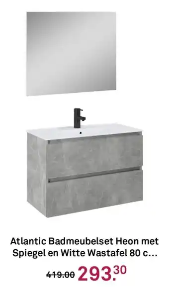Karwei Atlantic Badmeubelset Heon met Spiegel en Witte Wastafel 80 c aanbieding