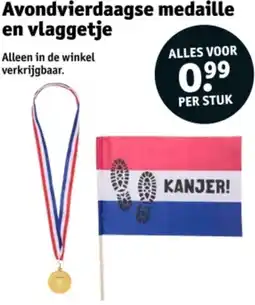 Kruidvat Avondvierdaagse medaille en vlaggetje aanbieding