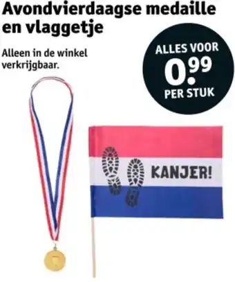 Kruidvat Avondvierdaagse medaille en vlaggetje aanbieding