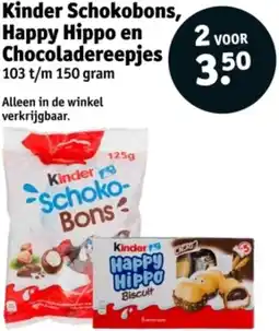 Kruidvat Kinder Schokobons, Happy Hippo en Chocoladereepjes aanbieding