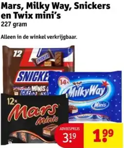 Kruidvat Mars, Milky Way, Snickers en Twix mini's aanbieding