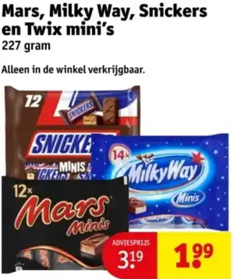 Kruidvat Mars, Milky Way, Snickers en Twix mini's aanbieding