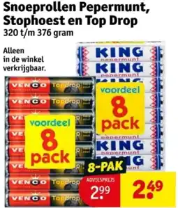 Kruidvat Snoeprollen Pepermunt, Stophoest en Top Drop aanbieding