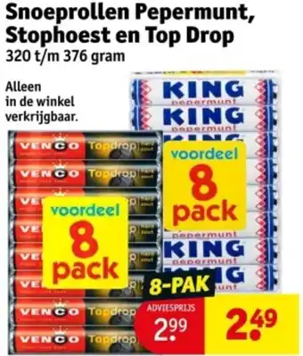 Kruidvat Snoeprollen Pepermunt, Stophoest en Top Drop aanbieding