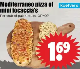 Dirk Mediterraneo pizza of mini focaccia's aanbieding