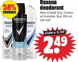 Dirk Rexona deodorant aanbieding
