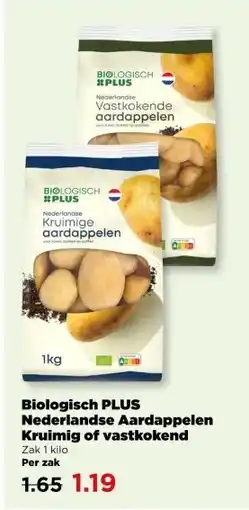PLUS Biologisch PLUS Nederlandse Aardappelen Kruimig of vastkokend aanbieding