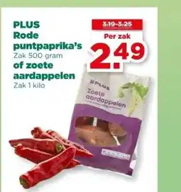 PLUS PLUS Rode puntpaprika's of zoete aardappelen aanbieding
