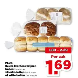 PLUS PLUS Reuze krenten rozijnen bollen, vloerkadetten of witte bollen aanbieding