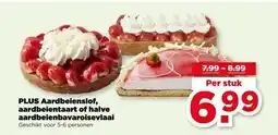 PLUS PLUS Aardbeienslof, aardbeientaart of halve aardbeienbavaroisevlaai aanbieding