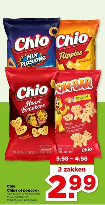 PLUS Chio Chips of popcorn aanbieding