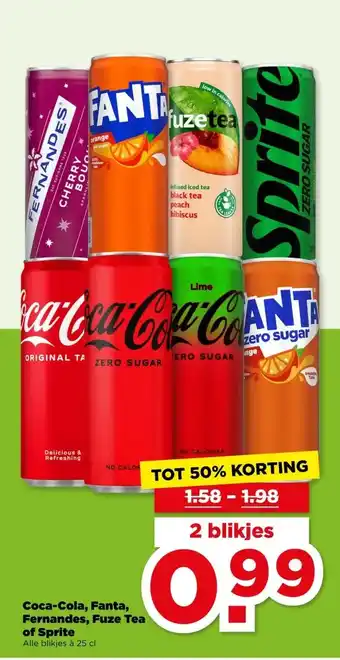 PLUS Coca-Cola, Fanta, Fernandes, Fuze Tea of Sprite aanbieding