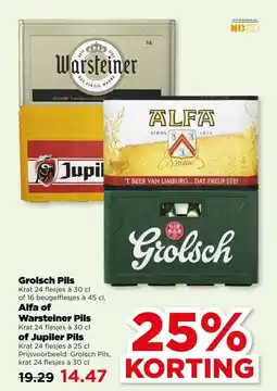 PLUS Grolsch Pils Alfa of Warsteiner Pils of Jupiler Pils aanbieding