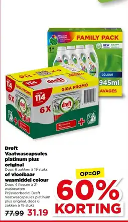 PLUS Dreft Vaatwascapsules platinum plus original of vloeibaar wasmiddel colour aanbieding