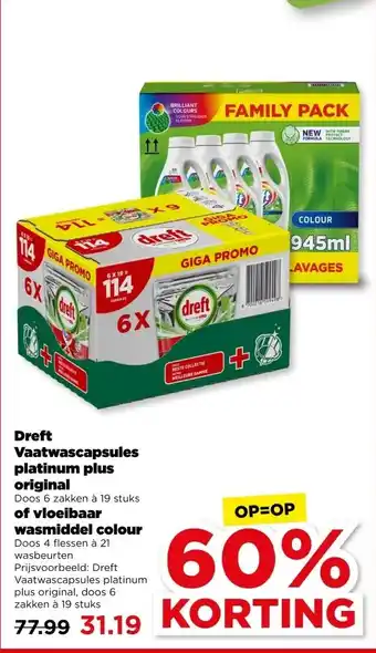 PLUS Dreft Vaatwascapsules platinum plus original of vloeibaar wasmiddel colour aanbieding