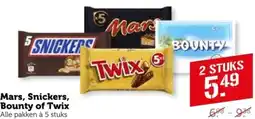 Coop Mars, Snickers, Bounty of Twix aanbieding