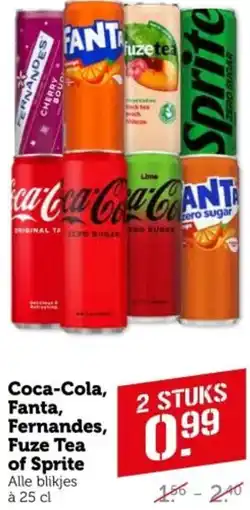 Coop Coca-Cola, Fanta, Fernandes, Fuze Tea of Sprite aanbieding