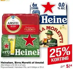 Coop Heineken, Birra Moretti of Amstel aanbieding