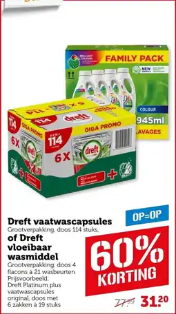 Coop Dreft vaatwascapsules of Dreft vloeibaar wasmiddel aanbieding