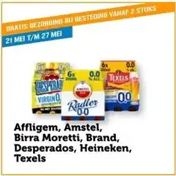 Coop Affligem, Amstel, Birra Moretti, Brand, Desperados, Heineken, Texels aanbieding