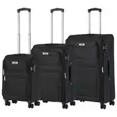 Bol.com TravelZ Softspinner TSA Kofferset 3-delig - Zachte Trolleyset met TSA-slot en voorvak - Zwart aanbieding