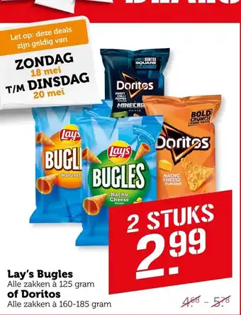 Coop Lay's Bugles of Doritos aanbieding