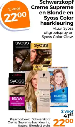 Trekpleister Schwarzkopf Creme Supreme en Blonde en Syoss Color haarkleuring aanbieding