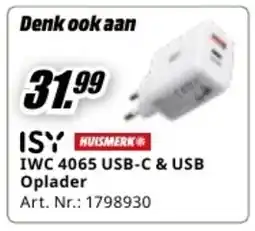 MediaMarkt Isy huismerk twc 4065 usb c and usb oplader aanbieding