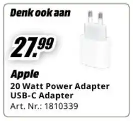 MediaMarkt Denk ook aan apple 20 watt power adapter usb c adapter aanbieding