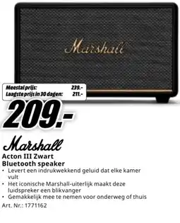 MediaMarkt Marshall acton iii zwart bluetooth speaker aanbieding