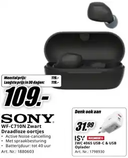 MediaMarkt Sony wf c710n zwart draadloze oortjes aanbieding