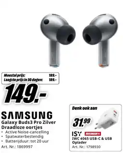 MediaMarkt Samsung galaxy buds3 pro zilver draadloze oortjes aanbieding