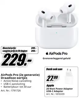 MediaMarkt AirPods Pro (2e generatie) Draadloze oortjes aanbieding