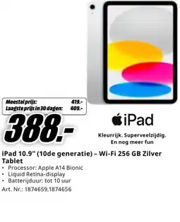 MediaMarkt Ipad 10.9" (10de generatie) wifi 256 gb zilver aanbieding