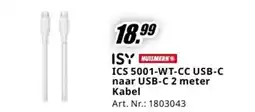 MediaMarkt Isy ics 5001 wt cc usb c naar usb c 2 meter kabel aanbieding