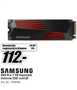 MediaMarkt Samsung 990 pro 1 tb heatsink interne ssd schrijf aanbieding