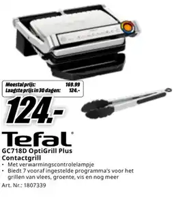 MediaMarkt Tefal gc718d optigrill plus contactgrill aanbieding