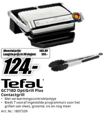 MediaMarkt Tefal gc718d optigrill plus contactgrill aanbieding